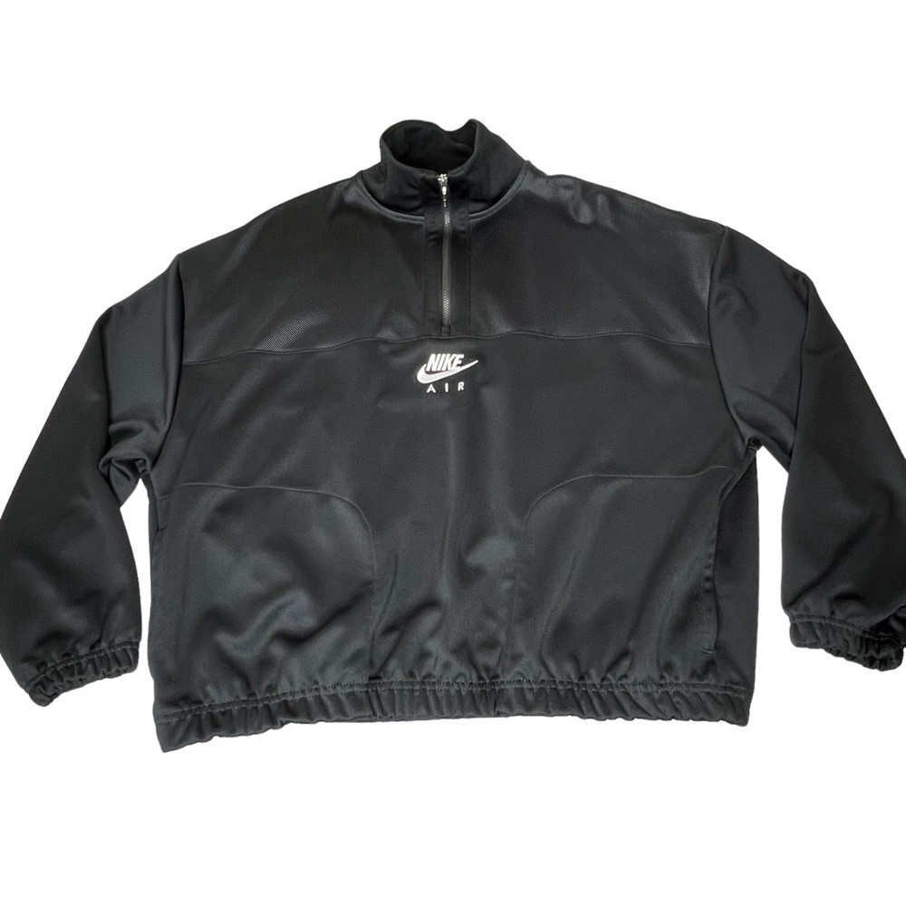 NIKE SPORTSWEAR AIR 1/4 Zip Black White Mesh Pullover Women's Size L - Picture 10 of 16